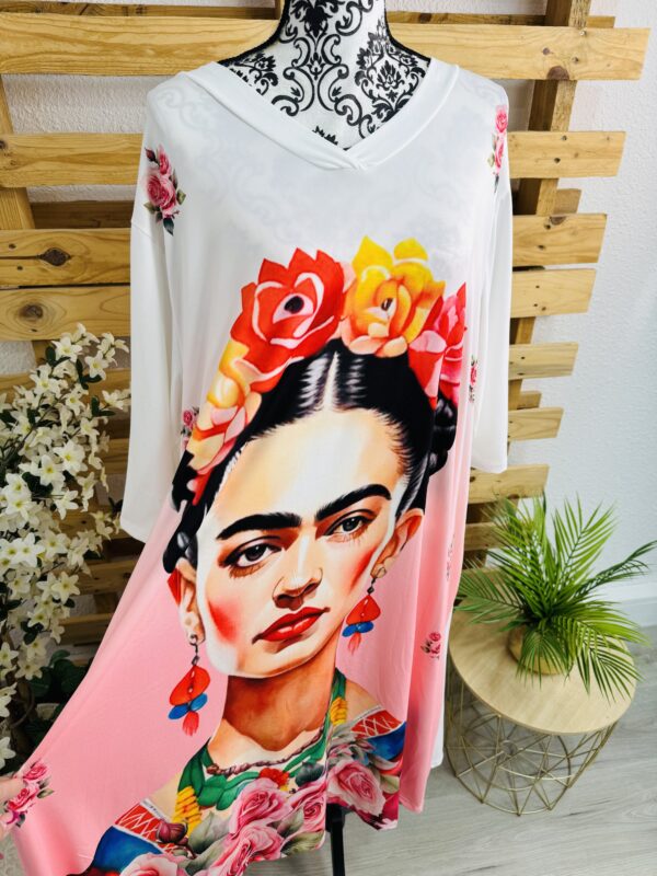 Robe fluide Frida Kahlo Blanc – Image 3