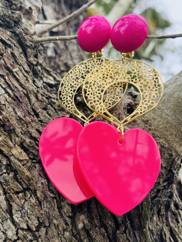 Boucles Cœur Majesté Fuchsia – Image 2