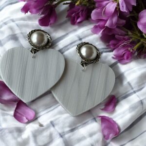Boucles Cœur  Blanche Pailleté