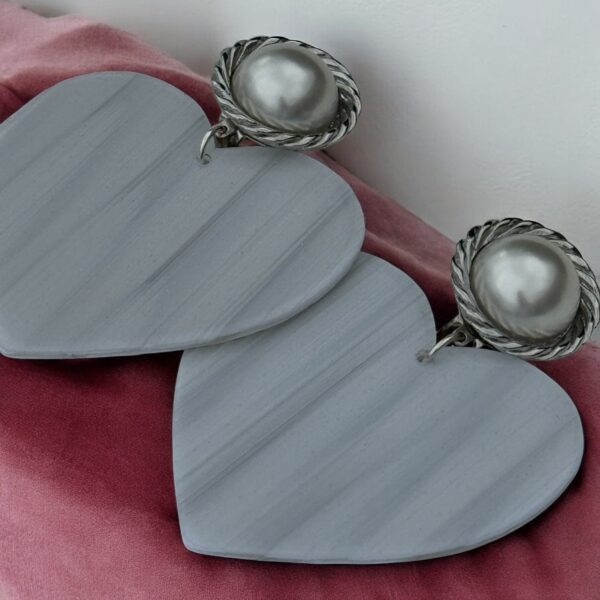 Boucles Cœur  Blanche Pailleté – Image 2