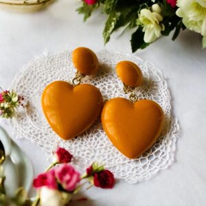 Boucles Cœur Moutarde Vintage