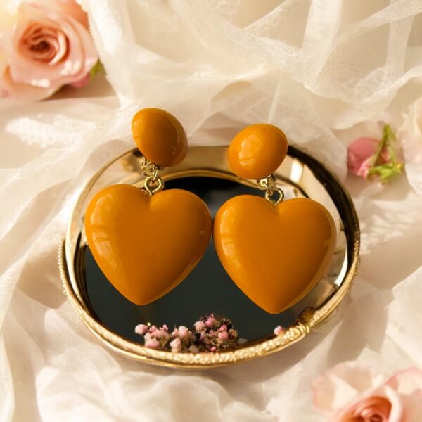 Boucles Cœur Moutarde Vintage – Image 5